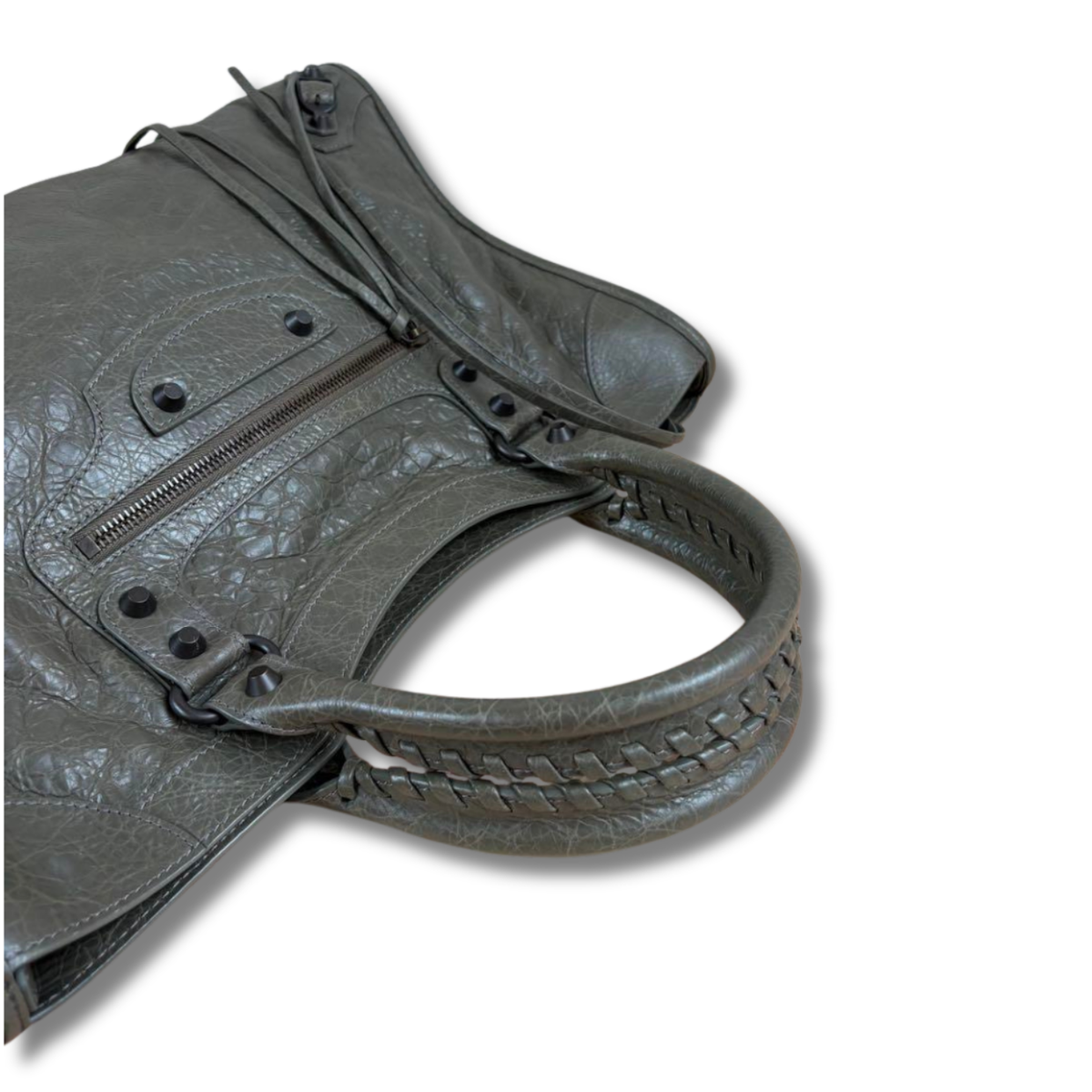 BALENCIAGA Le City Medium 823058 BB Bag Leather Khaki Moss Green