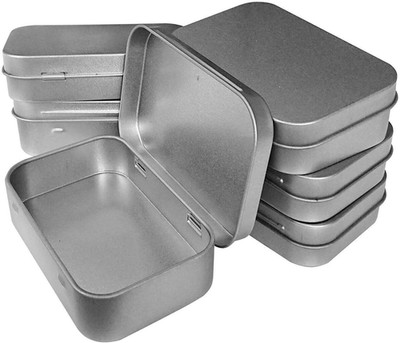 6 Pcs Metal Hinged Tin Box Container Mini Portable Small Storage Container Kit w