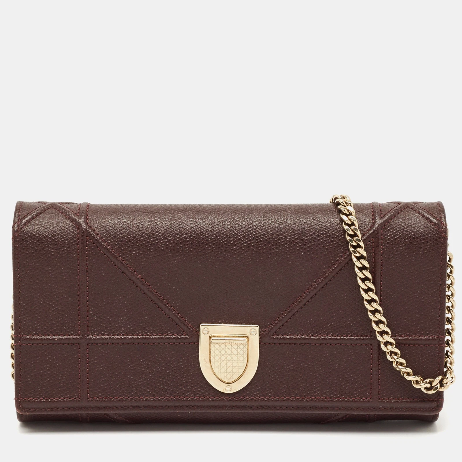 Pochette chaîne diorama cuir bordeaux Dior