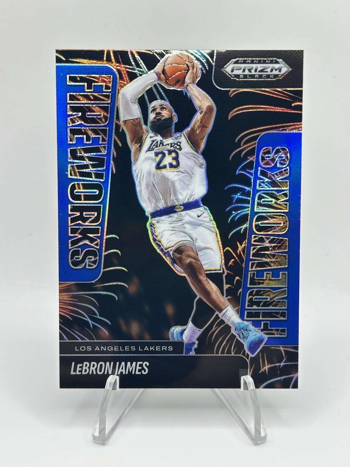 2024-25 Panini Prizm Black Fireworks LeBron James Blue /199 view 1