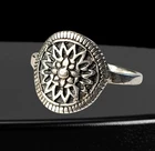 Vintage 925 Sterling Silver Boho Flower Sun Aztec Ring Size 5.5