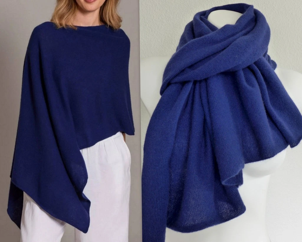 RACHEL ZOE 100% Cashmere Topper Poncho Wrap Sweater DARK BLUE Women's ONE SIZE
Opens in a new window