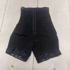 Shapewear Shorts Womens Small Black High Waist Lace Trim Hook Loop Tummy Control
