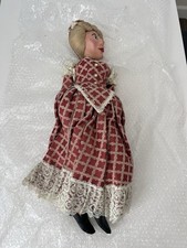 26&rdquo; Vintage Marionette Puppet Woman 26&rdquo; Clay Lace Tangled Strings Venice Italy