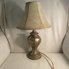 Vtg Small Decorative Antique Gold Table Lamp Home Or Office Decor