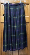 Women s Size 8 Mid-Length Scotland Wool Kilt Skirt Black Watch Plaid