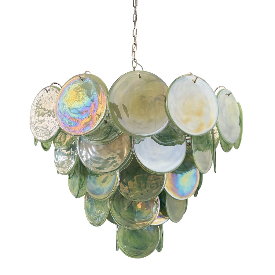 Mid-Century Retro Green Lighting Handmade Murano Glass Chandelier