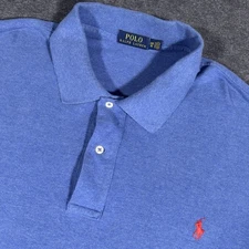 Polo Ralph Lauren Mens 3XB Blue Solid Knit Polo Shirt Short Sleeve 3X Big