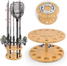 Fishing Rod Holders for Garage 360 Degree Rotating Fishing Pole Rack, Floor S...