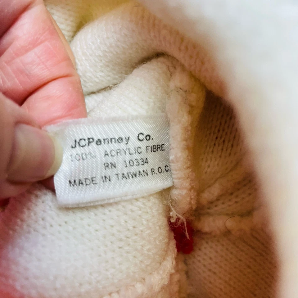 Gorro tejido vintage de Sesame Street Big Bird gorra joven niño marfil pompón Foto 3 de 4