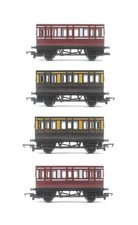 HORNBY 'OO' GAUGE RAKE OF 4 GWR/CALEDONIAN ASSORTED 4-WHEEL COACHES