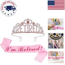 Delightful Retirement Decorations: Pink Crown and Sash for Memorable Farewells
