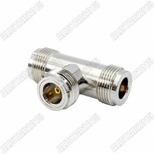 N Female to 2x N Female Jack 3 Way T Type Adapter RF Coaxial Connector Barrel