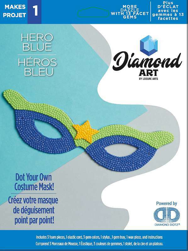Leisure Arts Diamond Art Costume Foam Mask Kit Blue Hero 