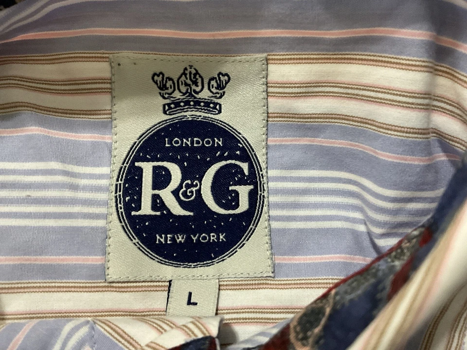 Camisa Robert Graham Cachemira Bordada L/S Multicolor Rayas Talla Grande De Colección Foto 2 de 4