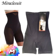 NWOT Miraclesuit M Extra Firm Tummy-Control Sheer Trim Thigh Slimmer 2789 Black
