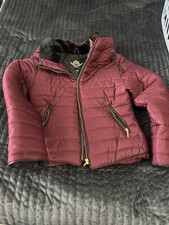 Rising Burgundy Puffer Sleeved Jacket With Foldable Hood Size Medium
