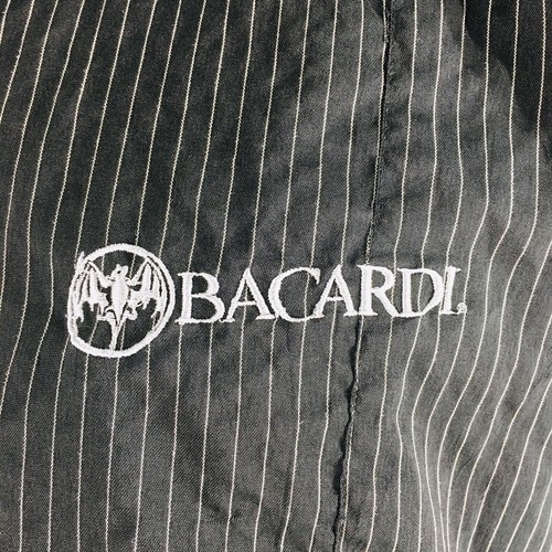 Bacardi Rum Men's Size LARGE L Black Pin Striped Long Sleeve Button Down Shirt - Picture 8 of 12