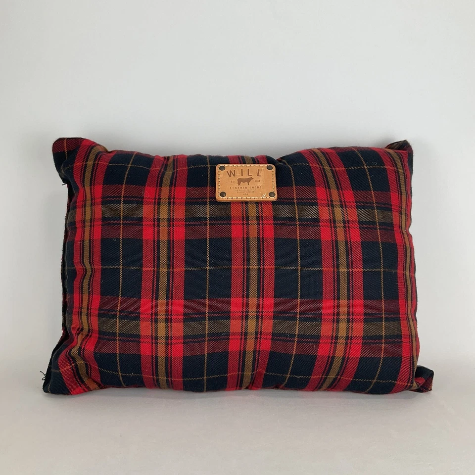 Almohada de viaje Will Leather Goods Outlander a cuadros EE. UU. 13"x10" roja/negra a cuadros usada en excelente estado Foto 2 de 4