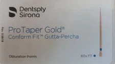 Protaper Gold F3 Gutta Percha Points Dentsply Tulsa Box of 60 Dental Comform