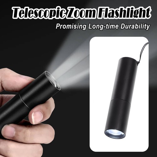Mini Led Flashlight Cold White Waterproof Lamp Usb Rechargable Telescopic Zoom