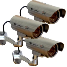 3x Dummy Security Camera Fake Waterproof LED Light Home Surveillance Outdoor 