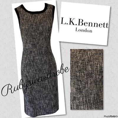 L K Bennett  Julie Black Weave Office Casual Business Office Work Dress UK 10