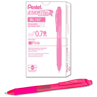 BL107-P Pentel EnerGel-X Liquid Gel Pen, Metal Tip, Pink