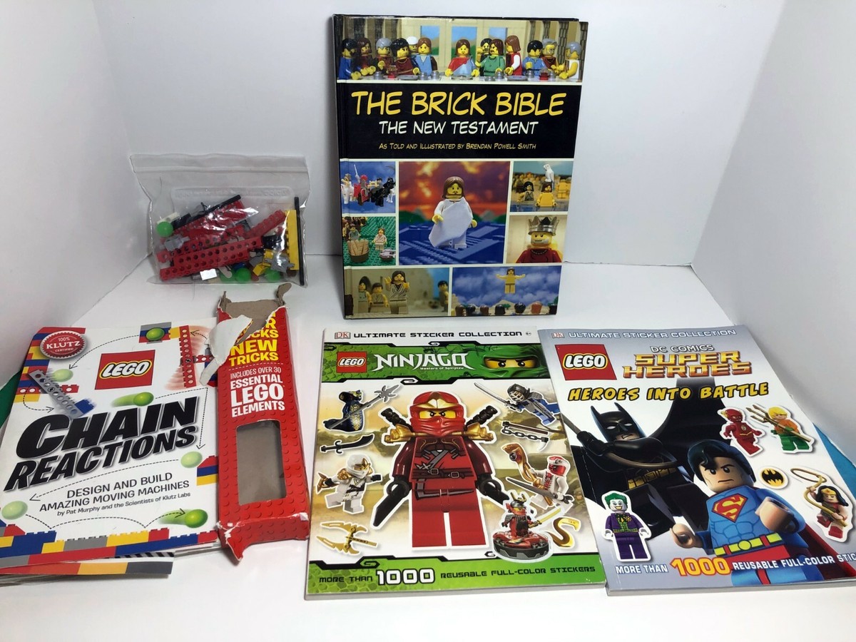 LEGO Ninjago Super Heroes 4 Book Lot BUNDLE Sticker Books Chain