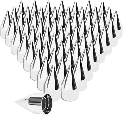 33mm x 4 1/4'' Chromed Spike Lug Nuts Covers Push on,ABS Chrome Plastic Caps 60