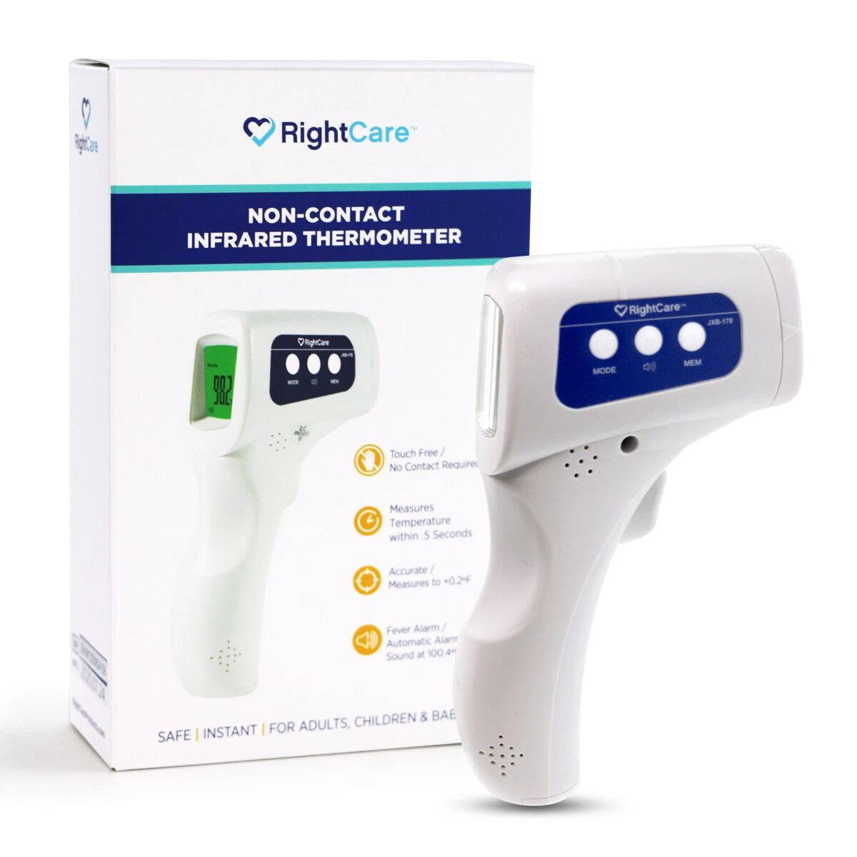 RightCare No-Touch Infrared Forehead Thermometer w/ Instant Results, Case of 50
Opens in a new windo