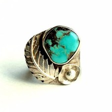 Big Vintage Sterling Silver Turquoise Ring