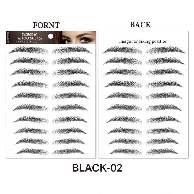 Set of 20 - Waterproof 6D Eyebrows Tattoo Stickers Hair-like Makeup Long Last - Image 2 of 4