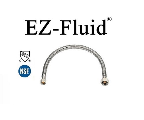 (1) 16 Zoll Edelstahl Wasserhahn Versorgungsleitung Stecker Schlauch 1/2 Zoll FIP X 3/8 Zoll OD Comp - Bild 1 von 4