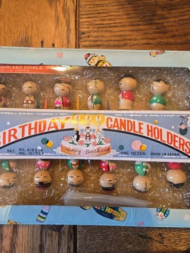 Vintage Kokeshi Wooden Birthday Candles Cocktail Picks Mid-Century Barware Japan - Picture 3 of 9