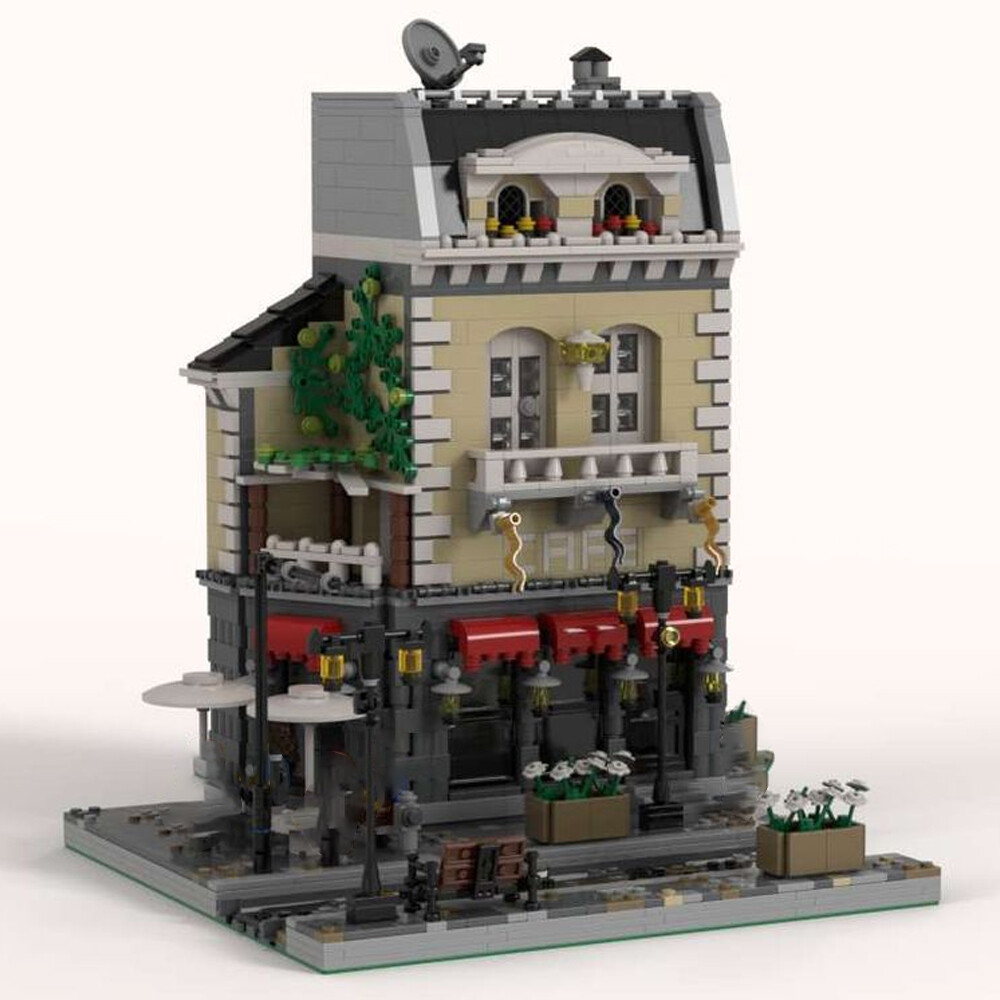 MOC-39843 Modular Restaurant Model with Interior Building Toys Set