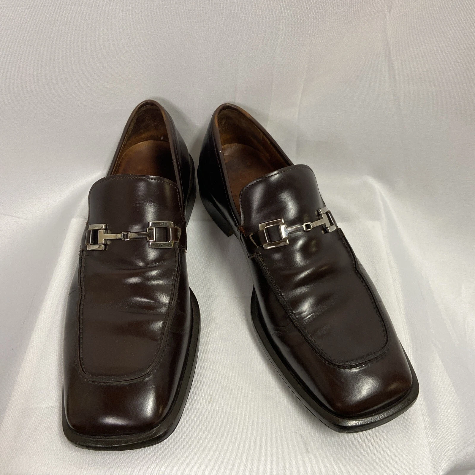 Chaussures mocassins de conduite Gucci cuir bout carré Horsebit marron pointure 9D