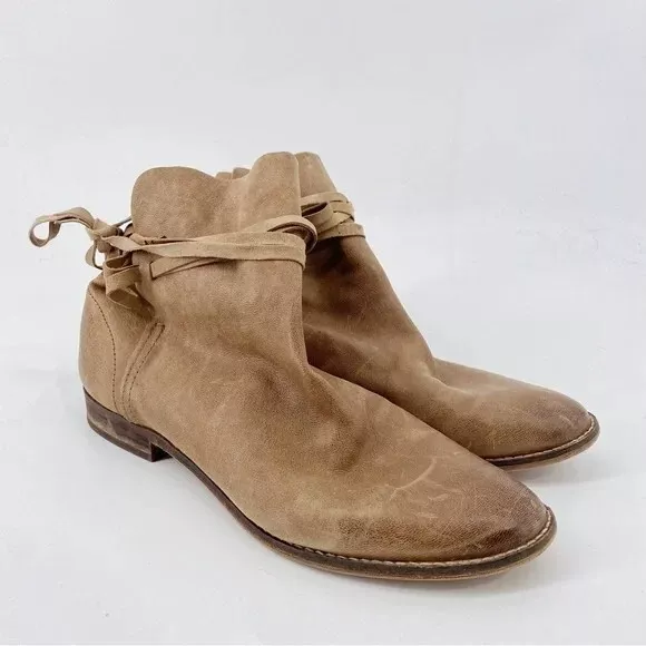 Wittner Women s Micah Washed Leather Ankle Wrap Booties Slouchy