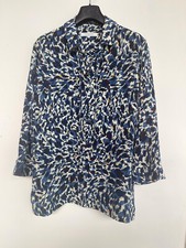 GERARD DAREL Silk Animal Print Lace Up Shirt Blue FR40 US8