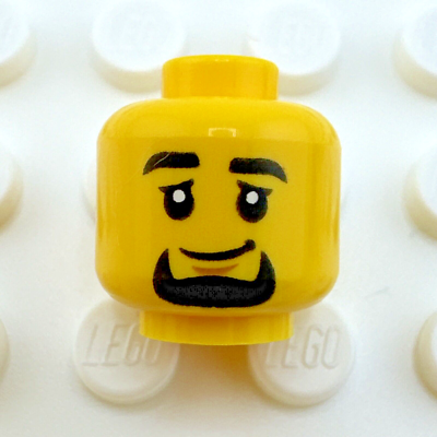 LEGO Minifigure Head - YELLOW - Black Eyebrows and Goatee, Grin | eBay
