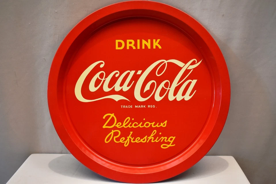 Vintage Coca Cola Werbe Tablett Rot Farbe Metall Delicious Erfrischung Getränk " - Bild 2 von 4
