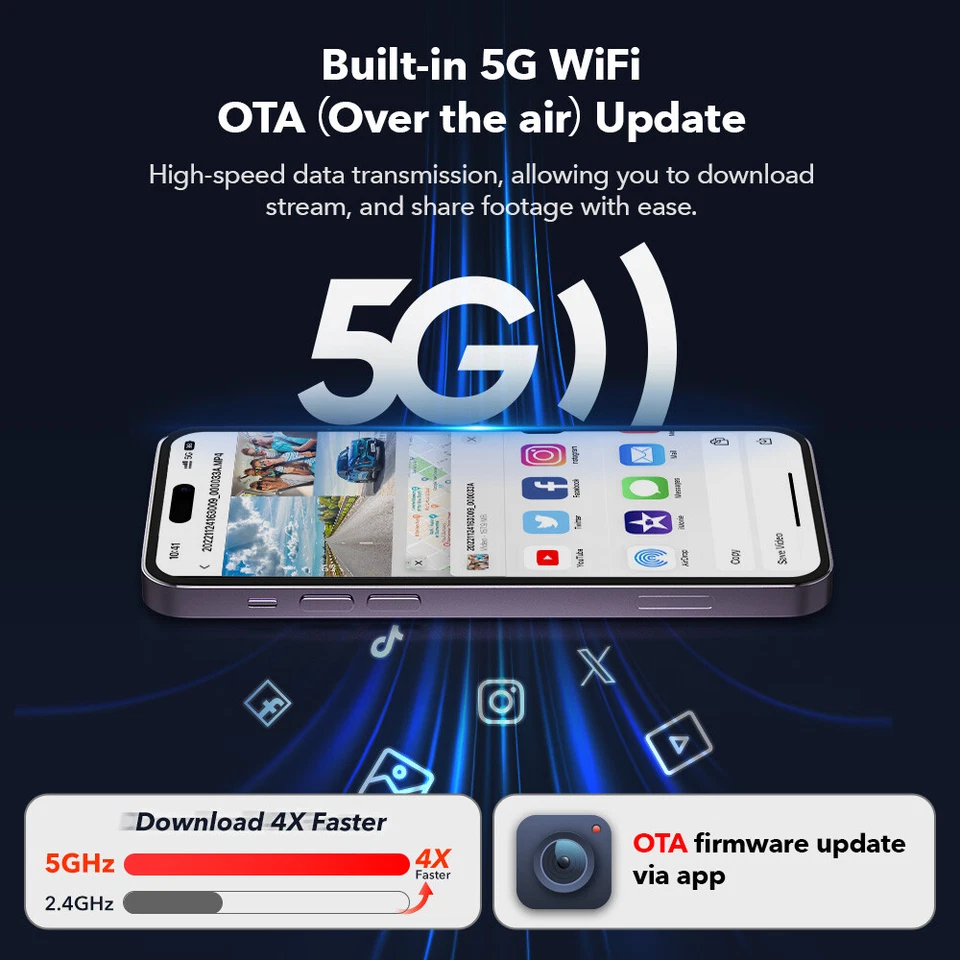 REDTIGER 4K 5G WiFi 3 Channel Dash Cam Front and Rear Inside with Hardwire Kit - image 2 of 4