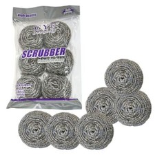 6x Kitchen Stainless Steel Scourers Stain Scrubber Pan Washing Cleaning Wire Pad