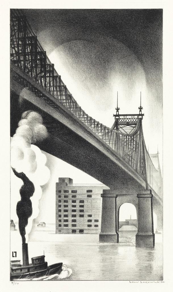 Queensboro Bridge Art Print – Louis Lozowick 1930 – Industrial NYC