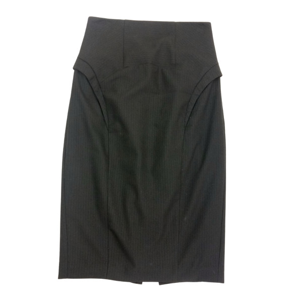 Cue Womens Black Knee Length Pencil Skirt [Sz 6] Made in Australia Europe Fabric
