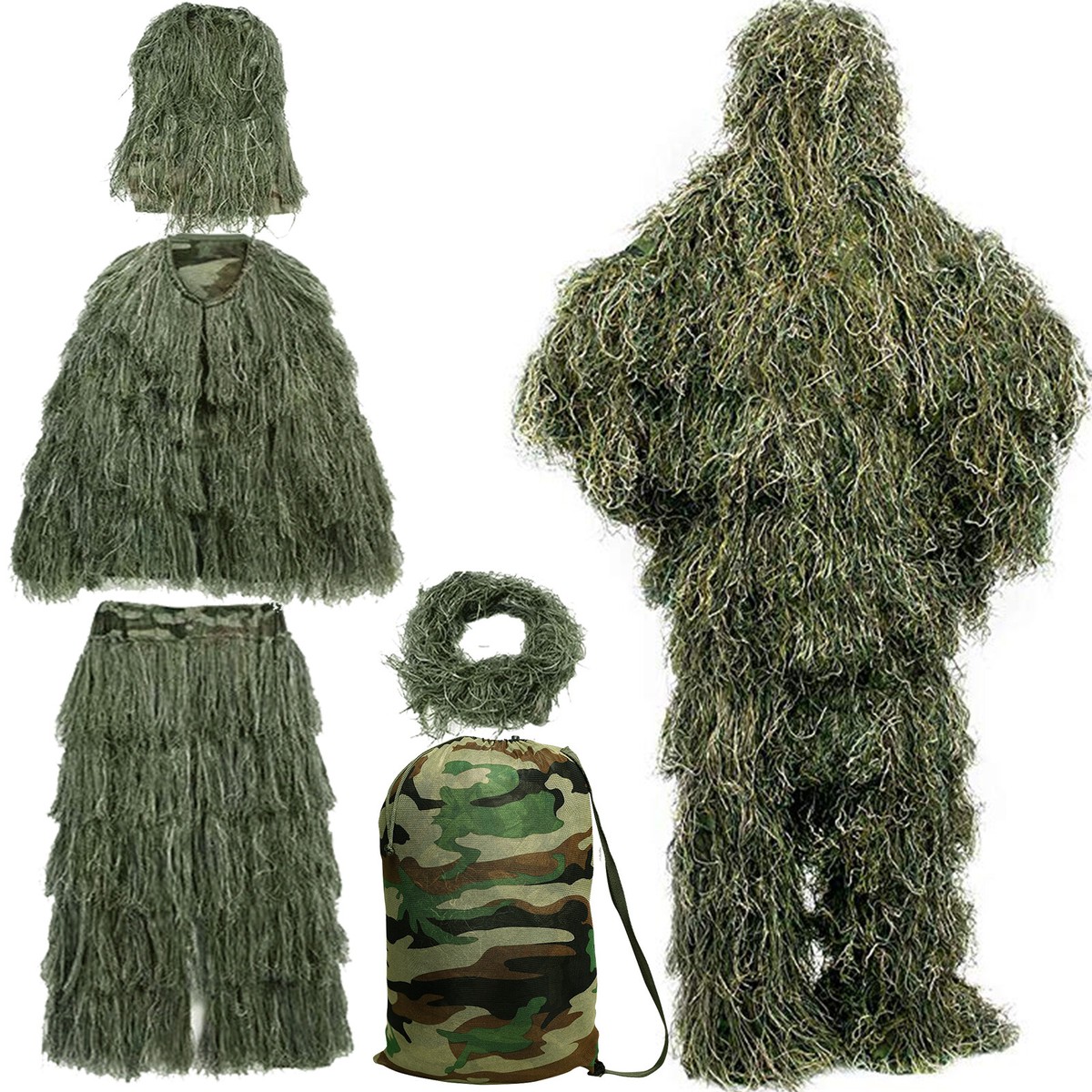NAIZEA Ghillie Suits, Adult Youth Sizes Woodland Gilly Suit Hooded