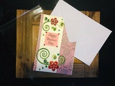 Pink Color Handmade Paper Quilling Mothers Day Card With Cover Special Occasion