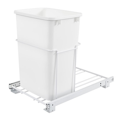 Single Pull Out 35 Qt Sliding Waste Bin Trash Container for Base Kitchen Cabinet