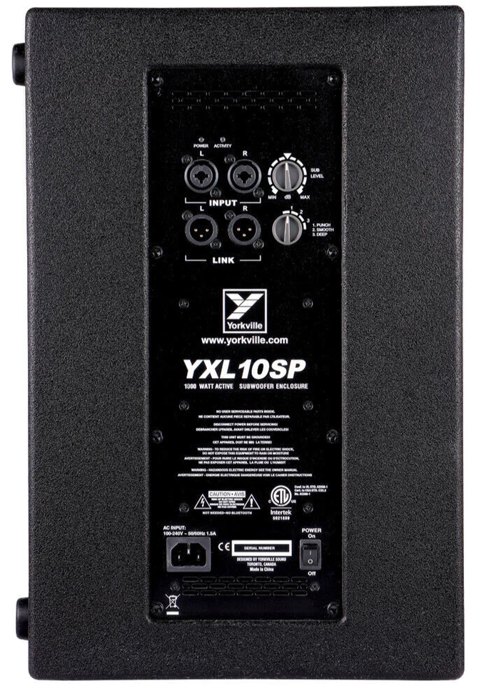 Yorkville YXL10SP 10" / 2.4" 1000 Watts Portable DJ Powered Pro Audio Subwoofer - Image 4 of 4