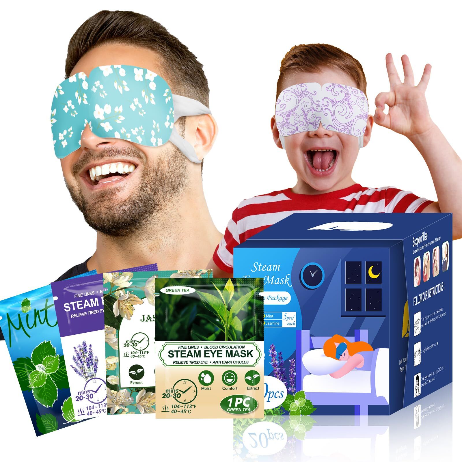 20-Pack Warm Steam Eye Masks for Dry Eyes, Fatigue & Dark Circle Relief